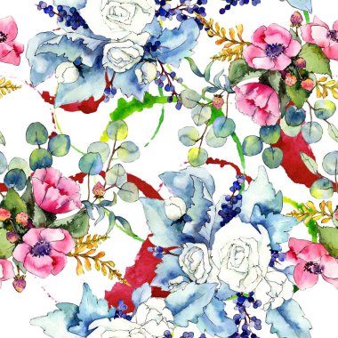 Kır çiçeği buketi desen suluboya tarzında.