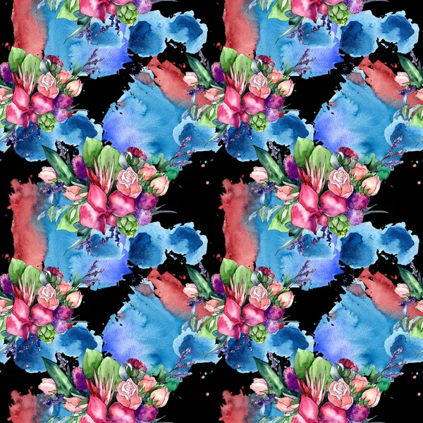 Wildflower bouquet pattern in a watercolor style. — Stock Photo, Image