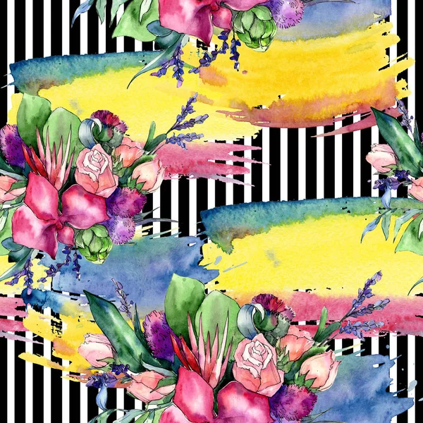 Kır çiçeği buketi desen suluboya tarzında.