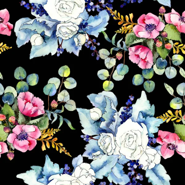 Kır çiçeği buketi desen suluboya tarzında.