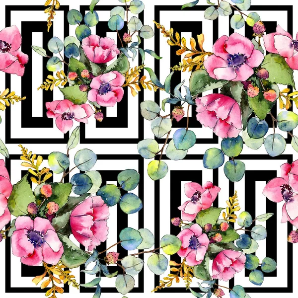 Kır çiçeği buketi desen suluboya tarzında.