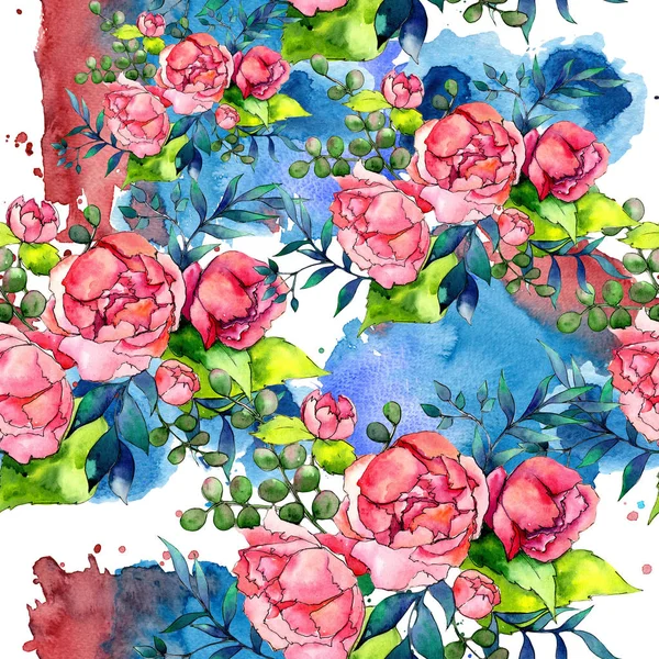 Modèle de bouquet de fleurs sauvages dans un style aquarelle . — Photo