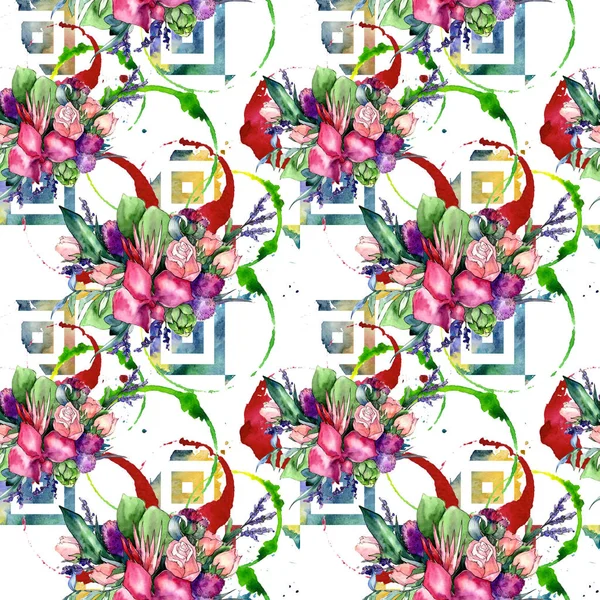 Kır çiçeği buketi desen suluboya tarzında.