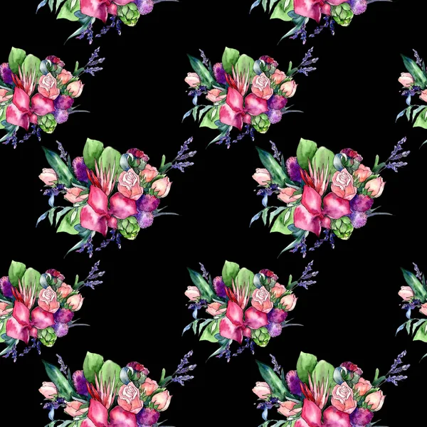 Wildflower bukett mönster i akvarell stil. — Stockfoto