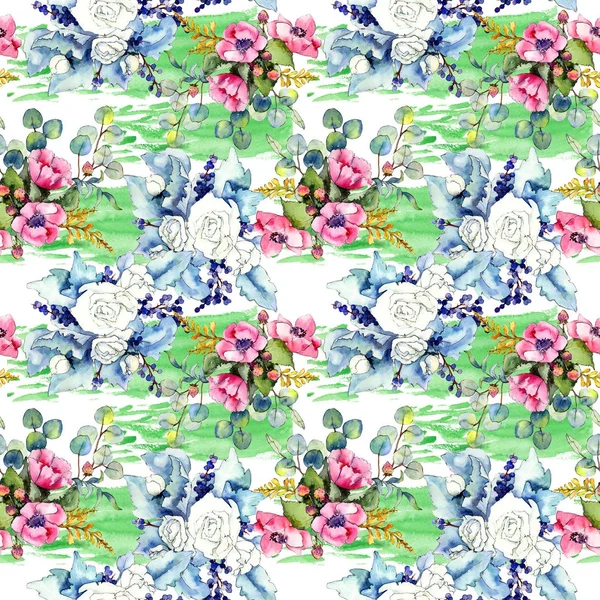 Wildflower bouquet pattern in a watercolor style. — Stock Photo, Image