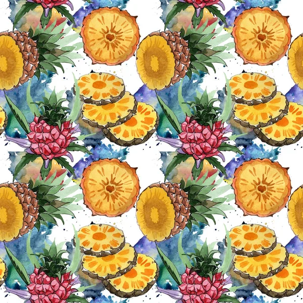 Ananas exotique motif de fruits sauvages dans un style aquarelle . — Photo