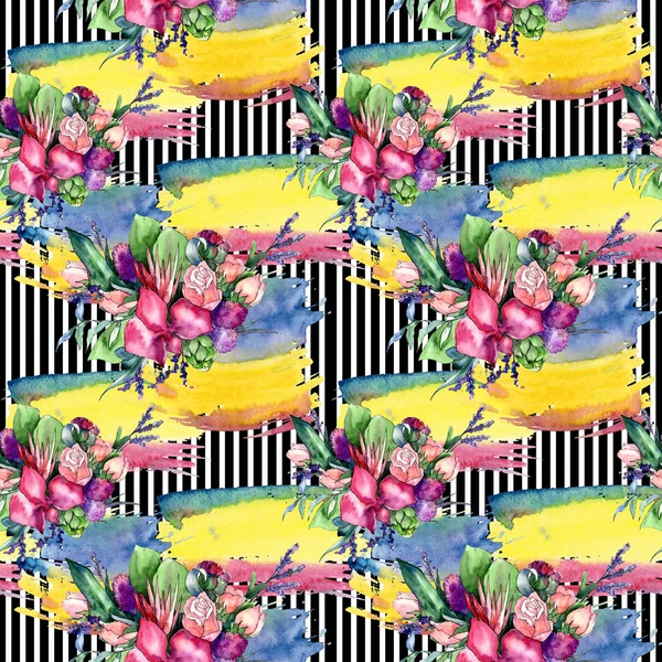 Kır çiçeği buketi desen suluboya tarzında.