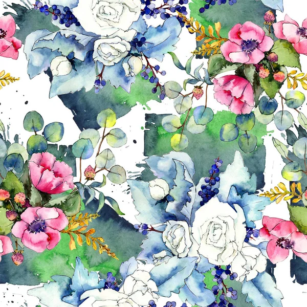 Kır çiçeği buketi desen suluboya tarzında.