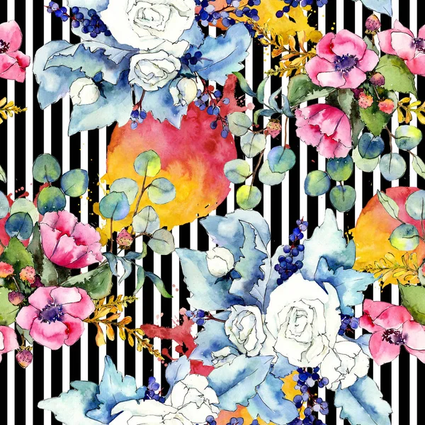 Kır çiçeği buketi desen suluboya tarzında.