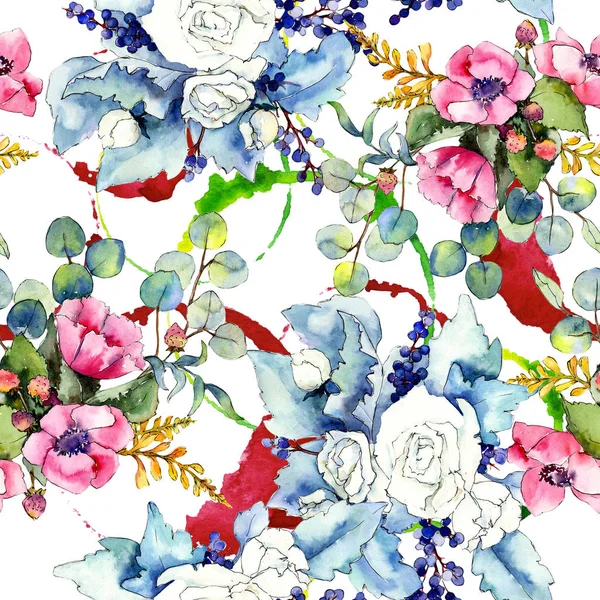 Kır çiçeği buketi desen suluboya tarzında.