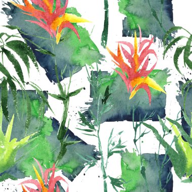 Bir suluboya tarzında izole tropikal bambu.