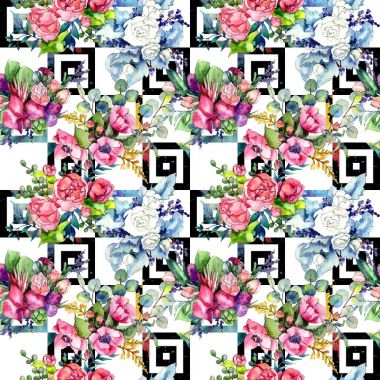 Kır çiçeği buketi desen suluboya tarzında.