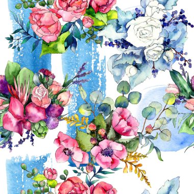 Kır çiçeği buketi desen suluboya tarzında.