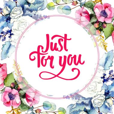 Kır çiçeği buketi çerçeve suluboya tarzında.