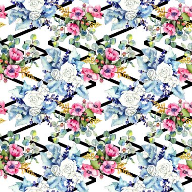 Kır çiçeği buketi desen suluboya tarzında.