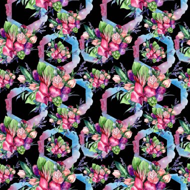 Kır çiçeği buketi desen suluboya tarzında.