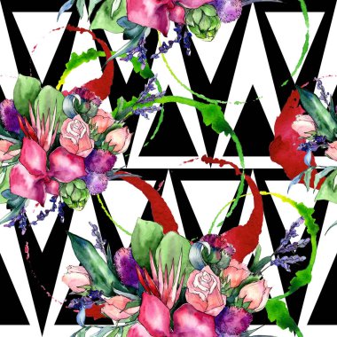 Kır çiçeği buketi desen suluboya tarzında.