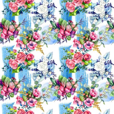 Kır çiçeği buketi desen suluboya tarzında.