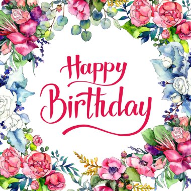 Kır çiçekleri çerçeve suluboya tarzında. Bitki tam adı: şakayık. Aquarelle kır çiçeği için arka plan, doku, sarıcı desen, çerçeve veya kenarlık.