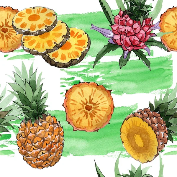 Ananas esotico modello di frutta selvatica in stile acquerello . — Foto Stock