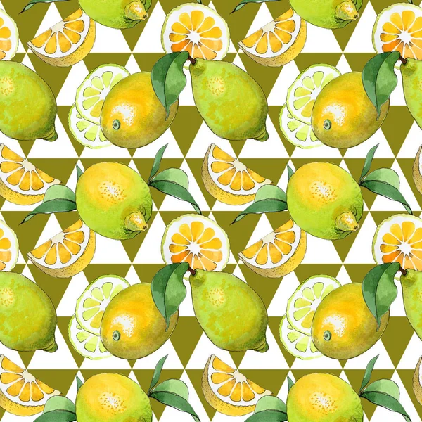 Exotic lemon wild fruit pattern in a watercolor style.