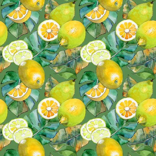 Exotic lemon wild fruit pattern in a watercolor style.