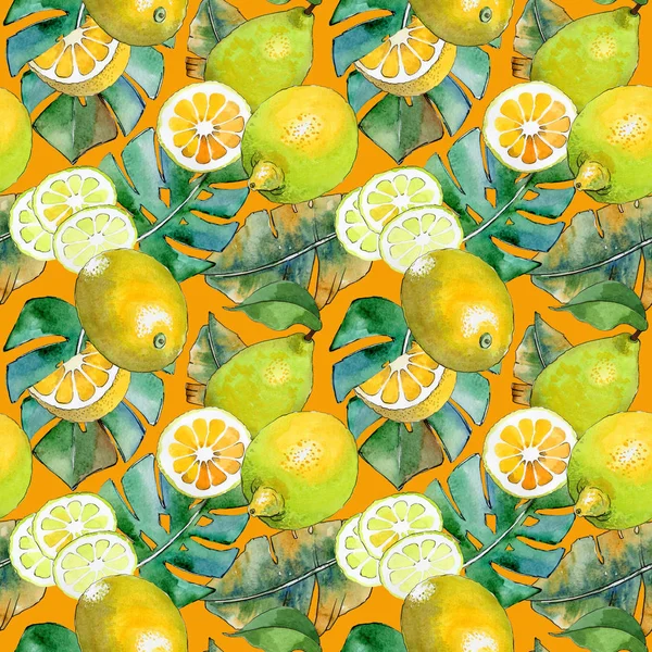 Exotic lemon wild fruit pattern in a watercolor style.