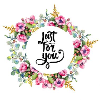 Kır çiçeği buket çelenk suluboya tarzında.