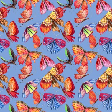 Egzotik kelebek vahşi böcek desen suluboya tarzında.