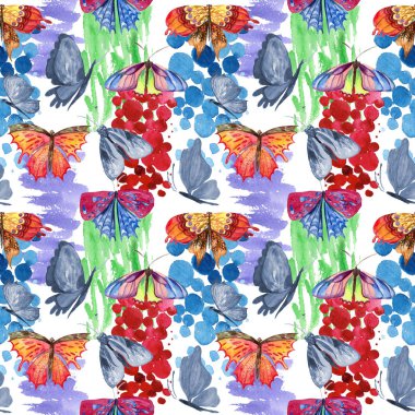 Egzotik kelebek vahşi böcek desen suluboya tarzında.