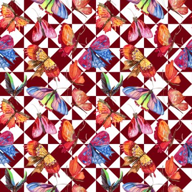 Egzotik kelebek vahşi böcek desen suluboya tarzında.