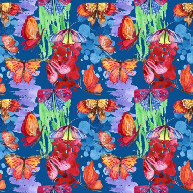 Egzotik kelebek vahşi böcek desen suluboya tarzında.