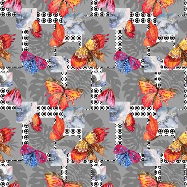 Egzotik kelebek vahşi böcek desen suluboya tarzında.