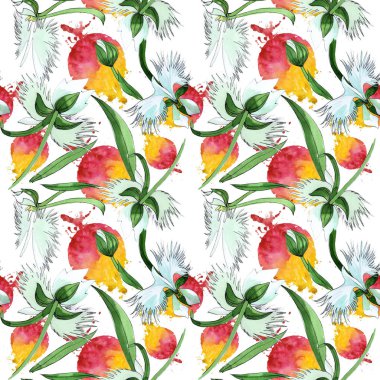 Kır çiçeği orkide çiçek deseni suluboya tarzında.