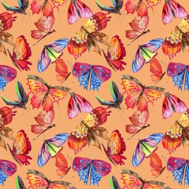 Egzotik kelebek vahşi böcek desen suluboya tarzında.