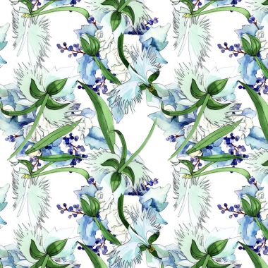 Kır çiçeği orkide çiçek deseni suluboya tarzında.