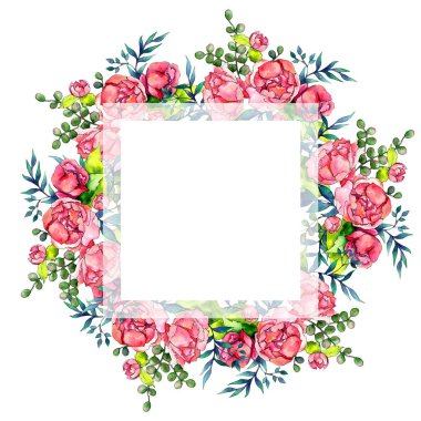 Kır çiçeği buket çelenk suluboya tarzında.