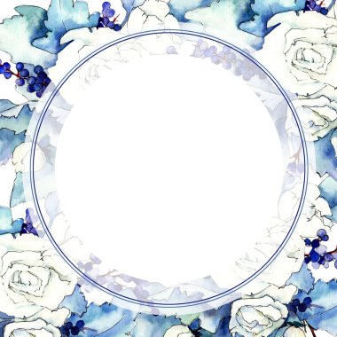 Kır çiçeği buketi çerçeve suluboya tarzında.