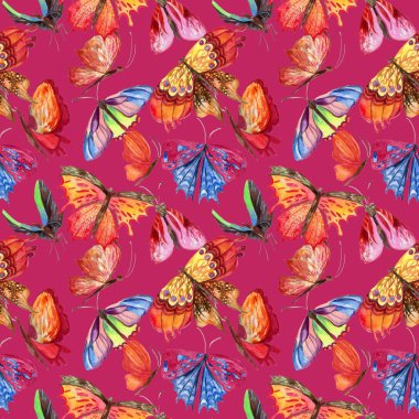 Egzotik kelebek vahşi böcek desen suluboya tarzında.