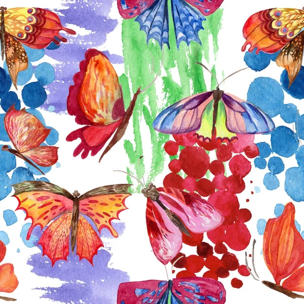 Экзотические бабочки дикие насекомые в стиле акварели . — стоковое фото