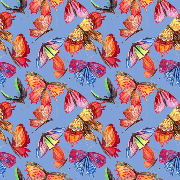 Exotiska fjäril vilda insekt mönster i akvarell stil. — Stockfoto