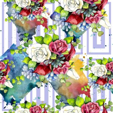 Buket çiçek deseni suluboya tarzında.