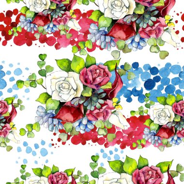 Buket çiçek deseni suluboya tarzında.