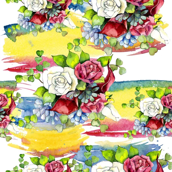 Bouquet flowers pattern in a watercolor style. — Stock Photo, Image