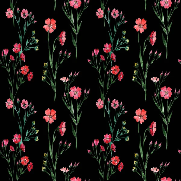 Wildblumen-Flachs-Blumenmuster im Aquarell-Stil. — Stockfoto