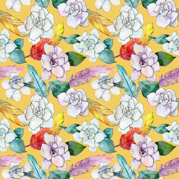 Wildflower gardenia flower pattern in a watercolor style.