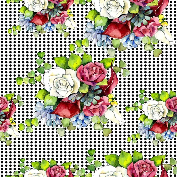 Bouquet flowers pattern in a watercolor style. — Stock Photo, Image