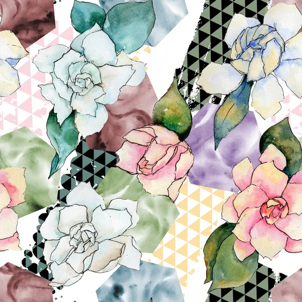 Wildflower gardenia flower pattern in a watercolor style.