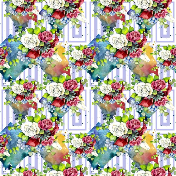 水彩風の花束花のパターン. — ストック写真
