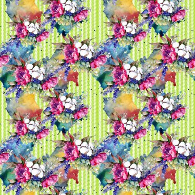 Buket çiçek deseni suluboya tarzında.